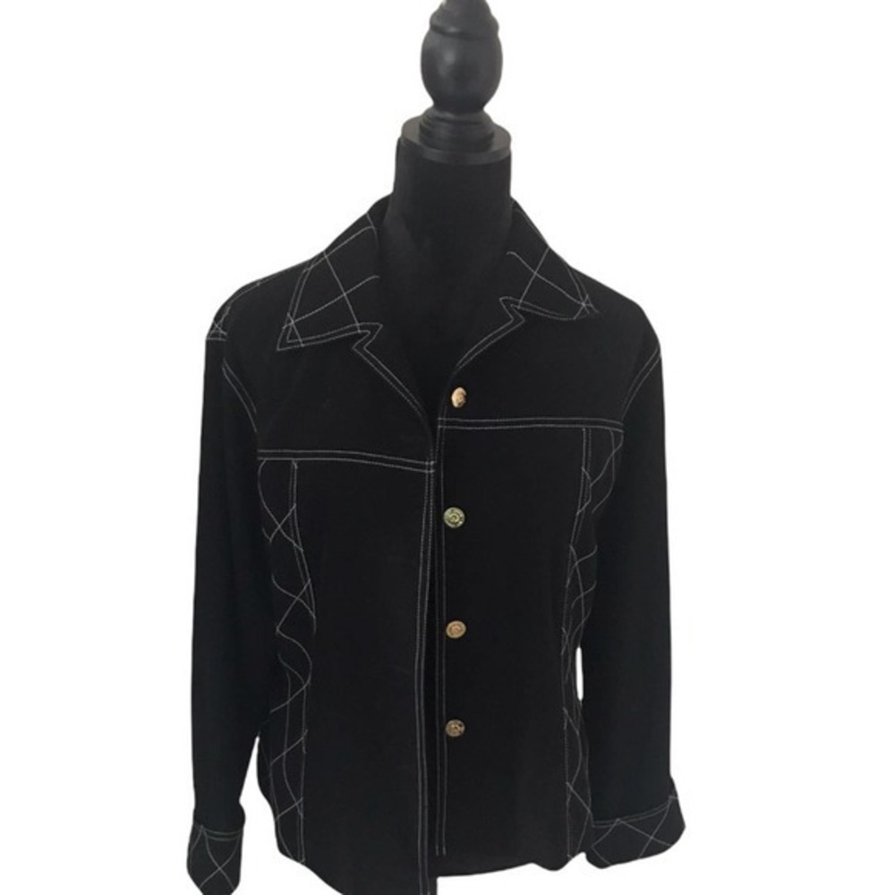 St John Sport Black Quilted Embellished Jacket
